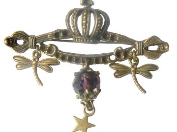 Kit Broche Avec Couronne, Libellules, Perle Et étoile, Couleurs Prune