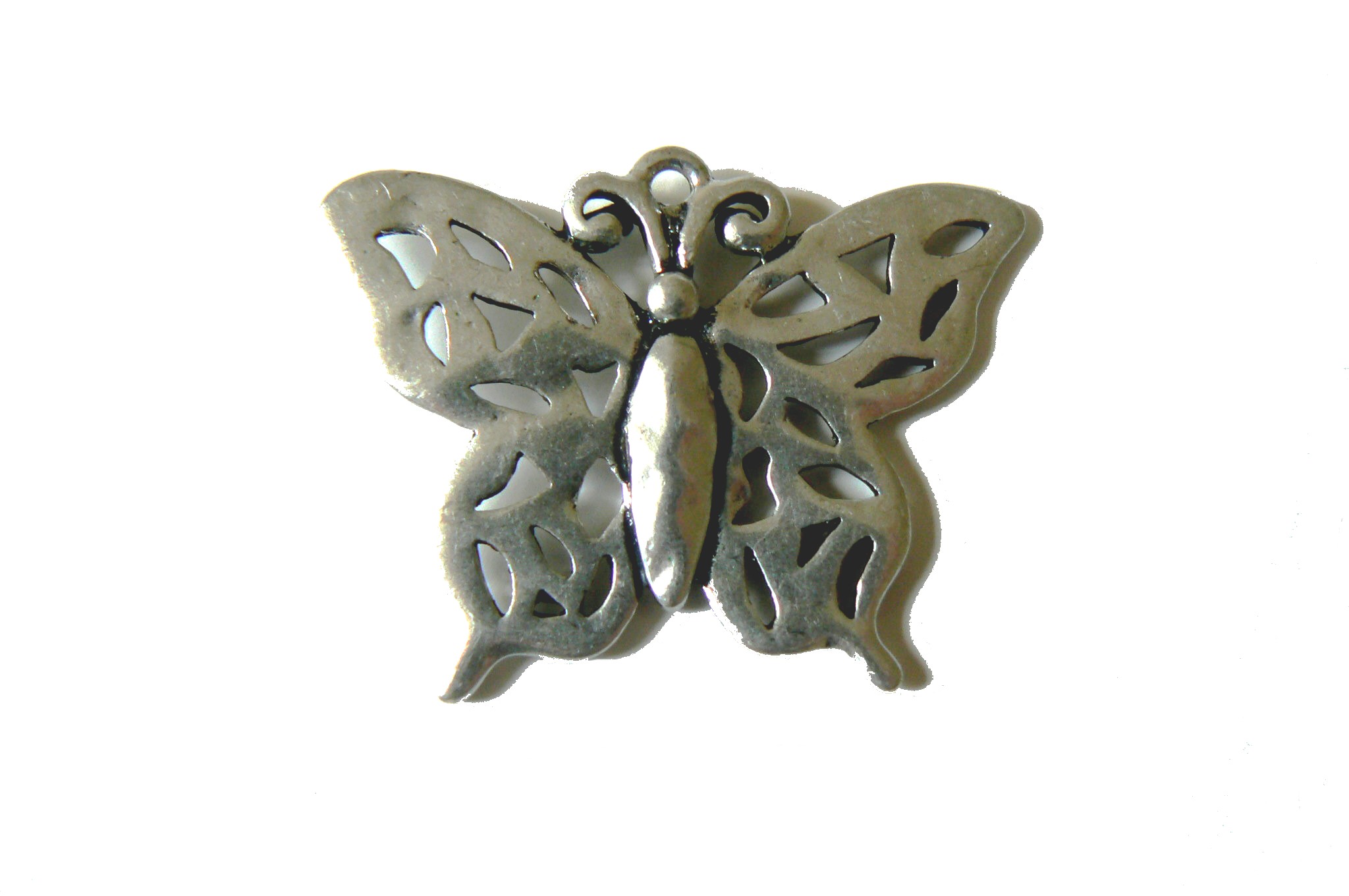 Charm papillon breloque 45 x 30 mm en métal couleur argent