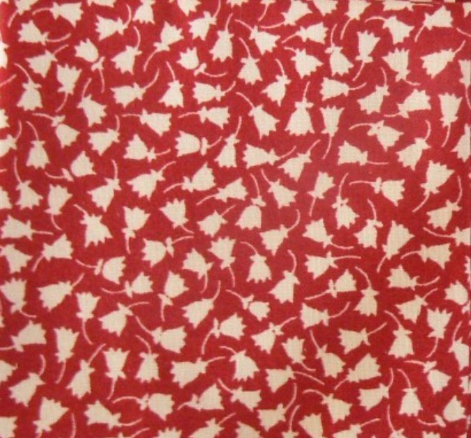 Tissu coton rouge petites clochettes