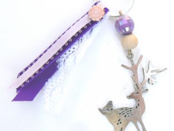 Kit DIY Grand Cerf Avec Rubans Violets Pour Porte-clés