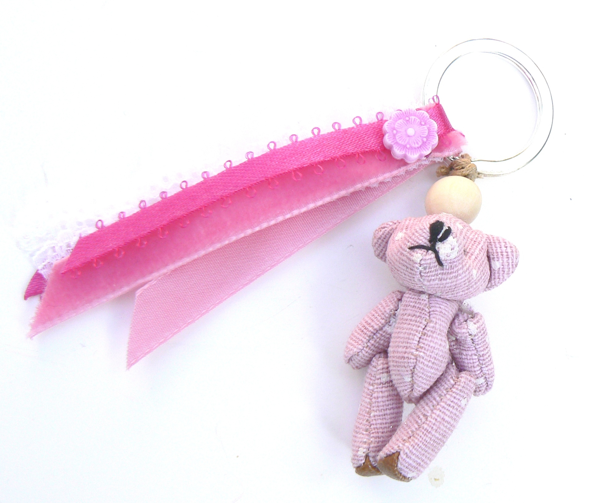 Kit DIY mini nounours rose porte-clés